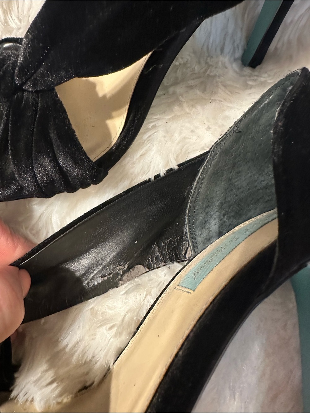 Betsey Johnson Black Velvet Bow Peep-Toe Heels - Picture 4 of 5